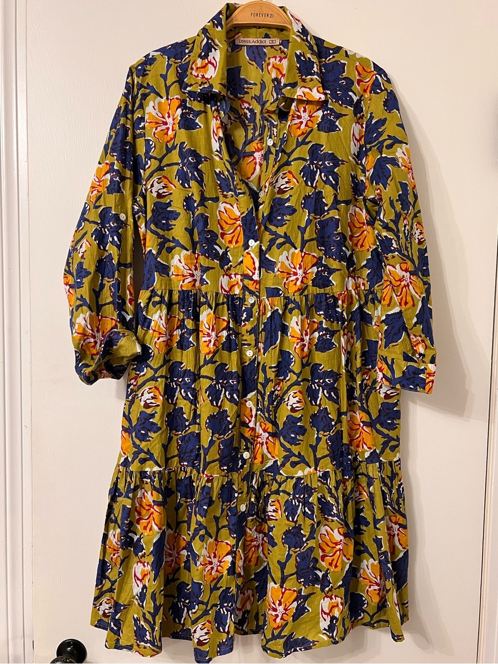 NEW DRESS ADDICT 100% COTTON CHARTREUSE JIJI BUTTON DOWN DRESS ✨